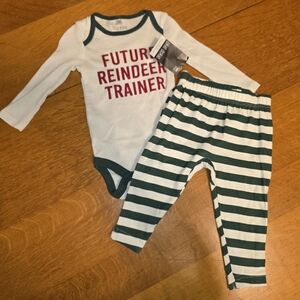 NWT Okie Dokie Christmas 2 PC Set "Future Reindeer Trainer " Size 6 Months